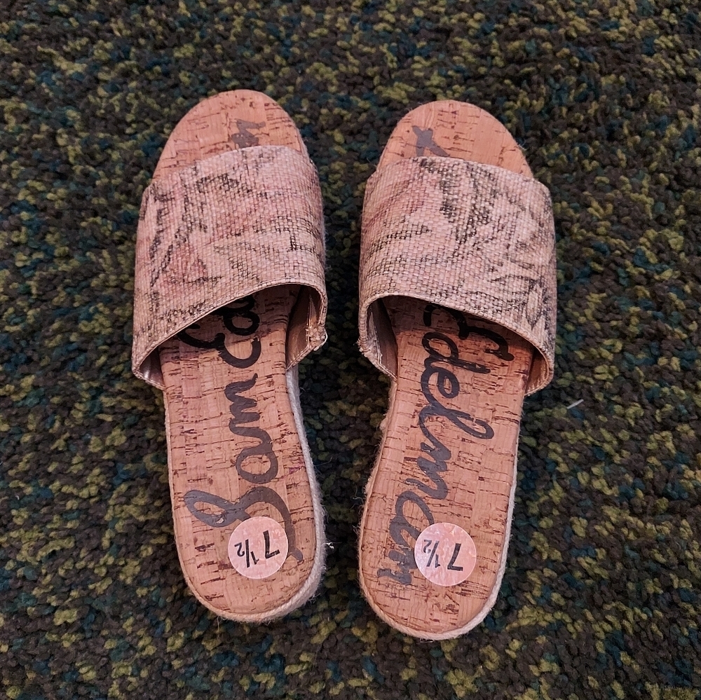 Sam Edelman NEW Beige Floral Slip On Platforms 7.5 - Picture 5 of 10